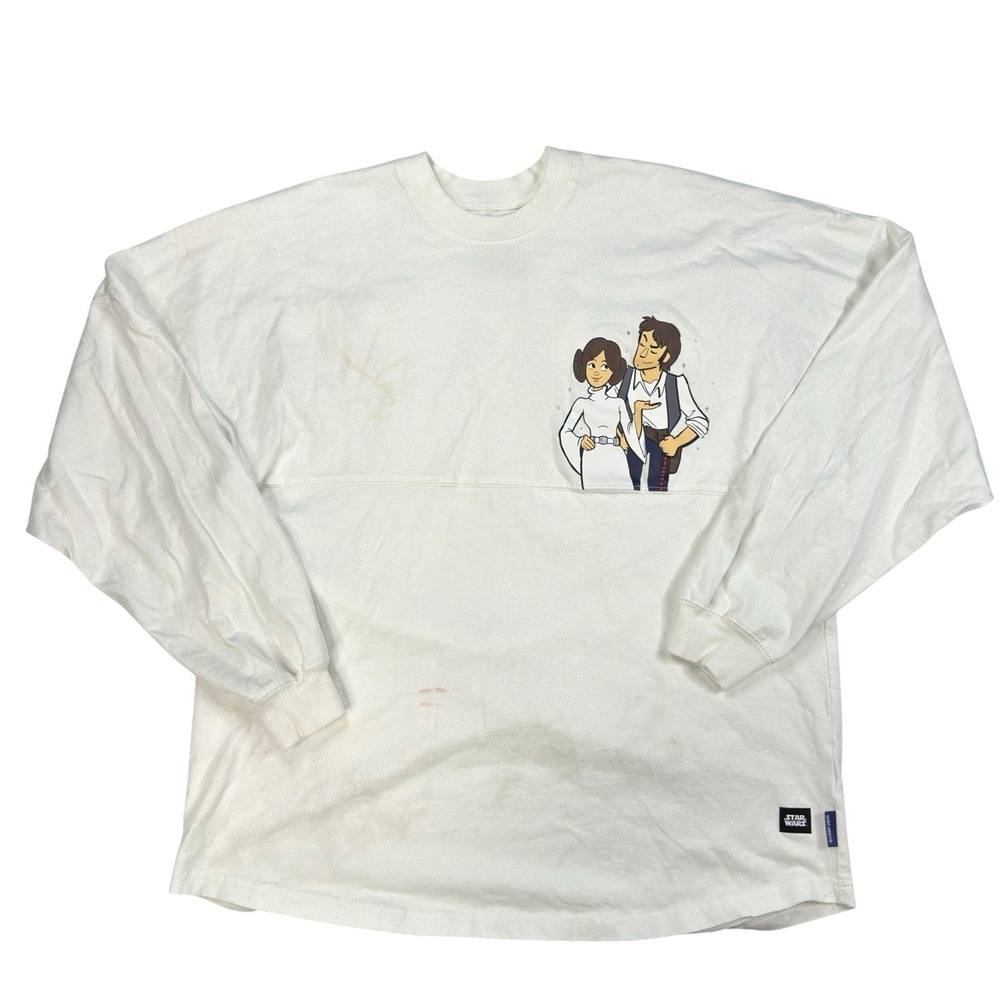 Star Wars Spirit Jersey Unisex Size L Disney Han Solo Leia "I Love‎ You" White